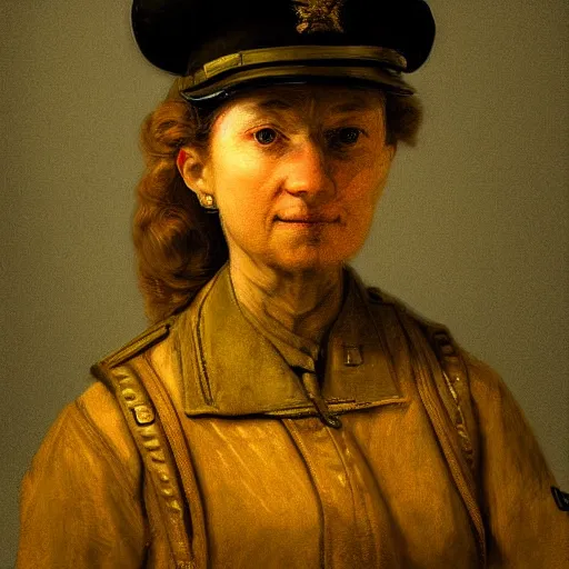 Prompt: portrait of military woman, rembrandt lighting, award-winning digital art 4k