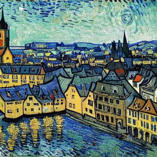 Image similar to Bamberg painted by Van Gogh