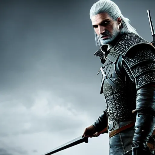 Image similar to geralt of rivia, cinematic