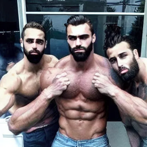 Image similar to gigachad just being a Chad around all his bros