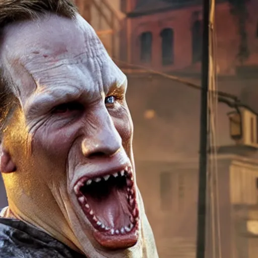 Image similar to Live Action Still of Jerma in Jaws, real life, hyperrealistic, ultra realistic, realistic, highly detailed, epic, HD quality, 8k resolution, body and headshot, film still