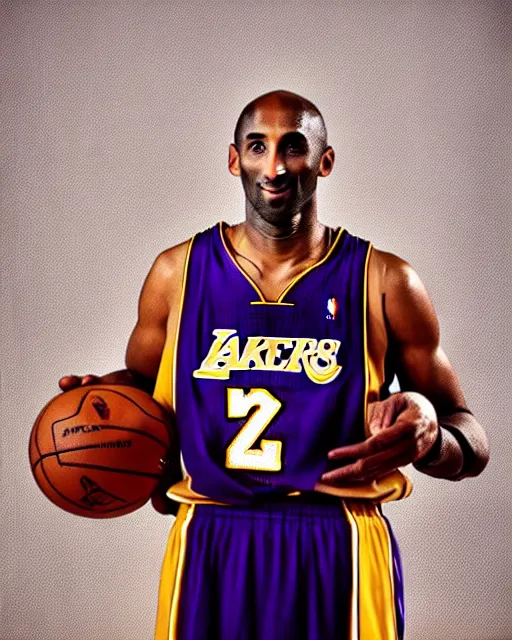 Prompt: portrait of kobe bryant, wrinkled, 7 0 years old, wearing lakers jersey, photography by steve mccurry, 1 5 mm lens, trending on artstation