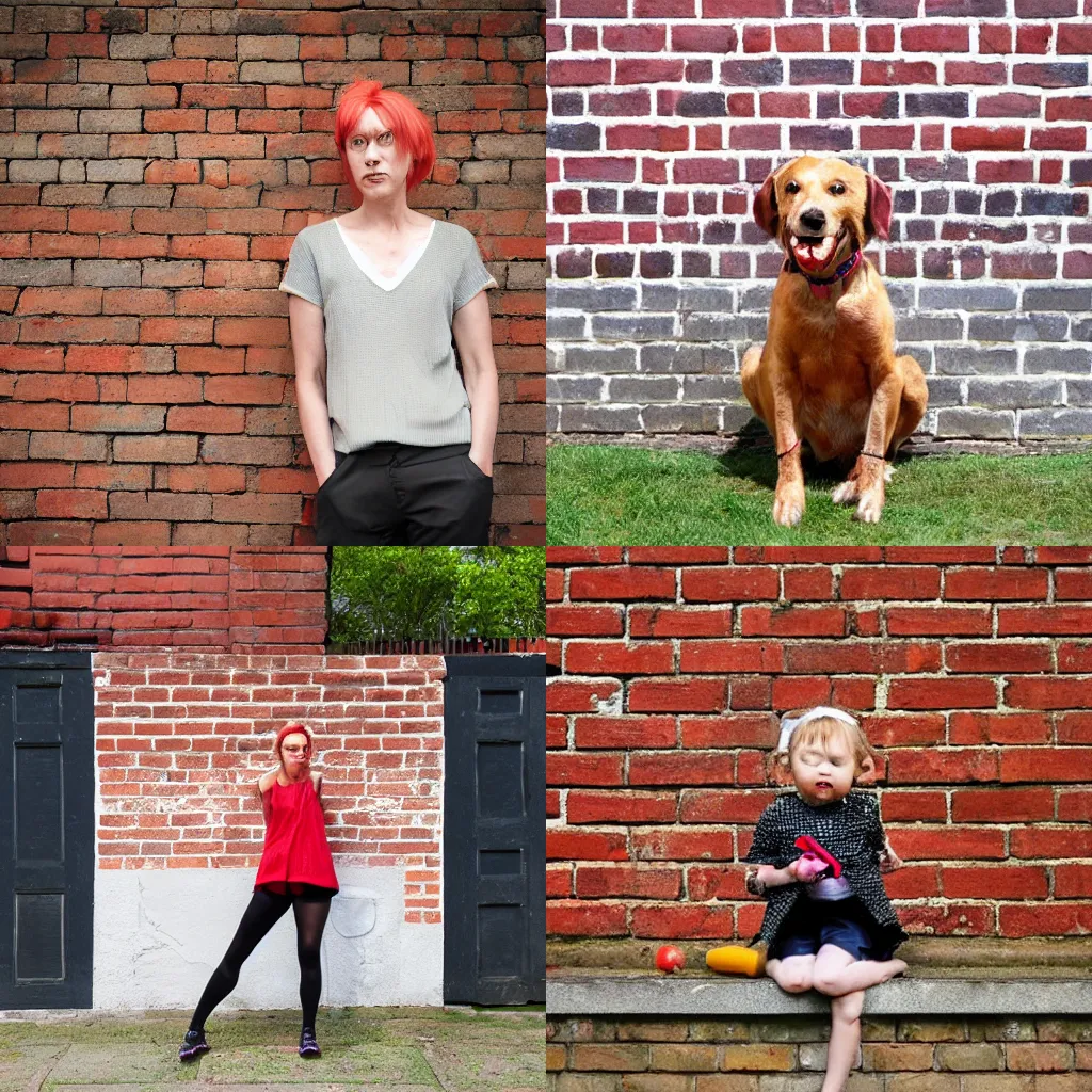 Prompt: Pippi Longstoking in the style of bansy on a brick wall