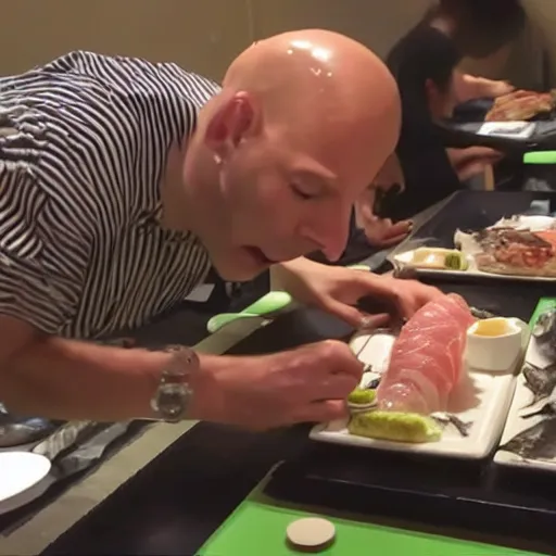 Image similar to Gollum eating sushi, go pro 360 footage air