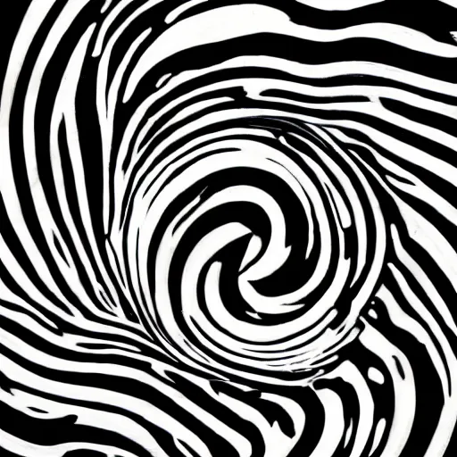 Prompt: mysterious time traveler, painted in black and white, swirls