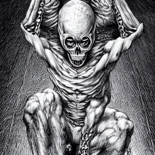 Image similar to an anthropomorphic depiction of death itself by kentaro miura, hyper-detailed masterpiece