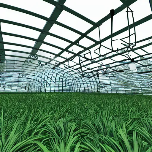 Prompt: futuristic greenhouse, unreal engine toon shader, line art, 4 k render