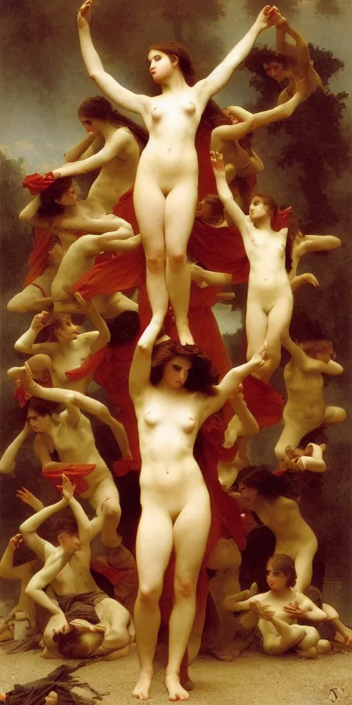 Image similar to The fire dance, painted by William-Adolphe Bouguereau