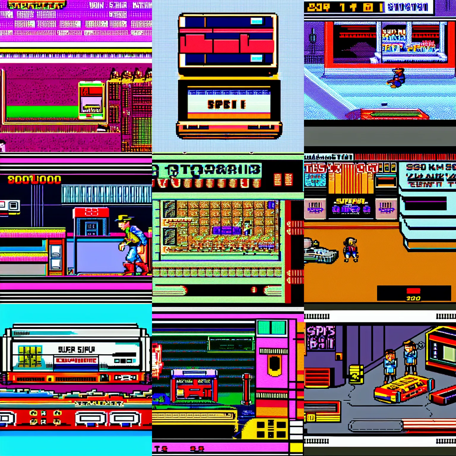 Prompt: Super Nintendo Entertainment System, Back to the Future Videogame, screenshot, highly detailed, scanlines