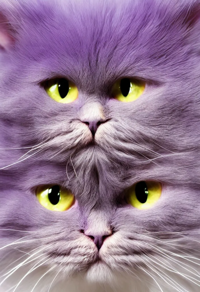 Image similar to extreme closeup of a single lavender selkirk rex cat face, hyper minimalist geometric flat color solid spot color, 9 0 s graphic design art poster design in the style of die gestalten verlag