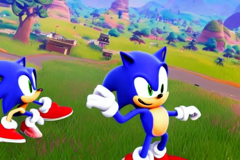 Image similar to sonic dancing in fortnite