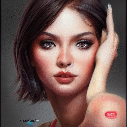 Image similar to a gourgeous digital influencer in the style of stefan kostic, realistic, full body, sharp focus, 8 k high definition, insanely detailed, intricate, elegant, art by stanley lau and artgerm