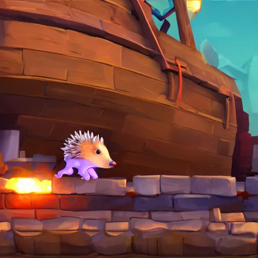 Image similar to hedgehog on a ship in seqa of thieves