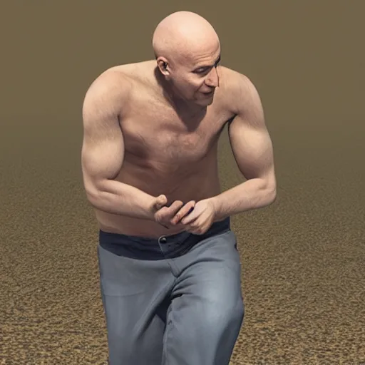 Image similar to realistic image of bald man coming back to life