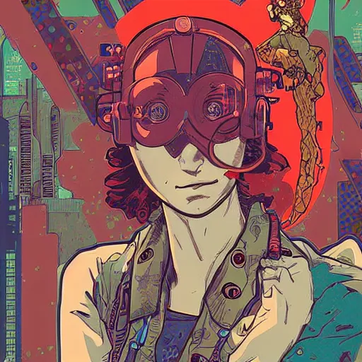 Prompt: cyberpunk pirro angela portrait illustration, pop art, splash painting, art by geof darrow, ashley wood, alphonse mucha, makoto shinkai