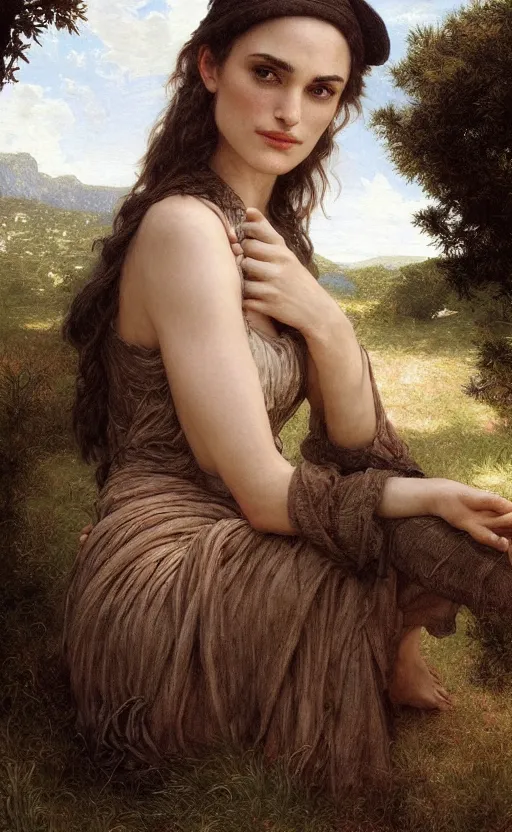 Image similar to winona ryder, kiera knightly, traditional corsican, intricate, highly detailed, artstation, illustration, jurgens, rutkowski, bouguereau, pastoral, rural, georgic