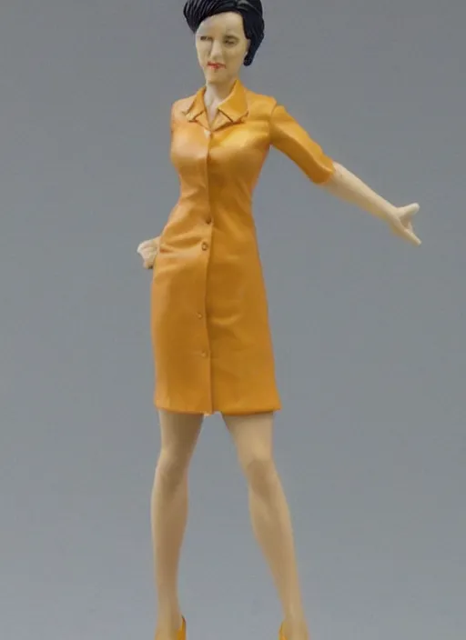Prompt: 80mm, resin detailed model figure of a female wearing a office dress