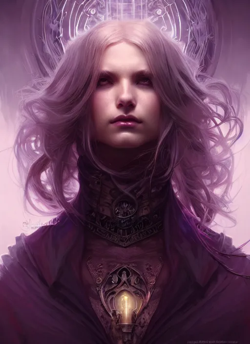 Image similar to Necromancer Sorceress, fantasy magic, undercut hairstyle, dark light night, intricate, elegant, sharp focus, illustration, highly detailed, digital painting, concept art, matte, art by WLOP and Artgerm and Greg Rutkowski and Alphonse Mucha, masterpiece