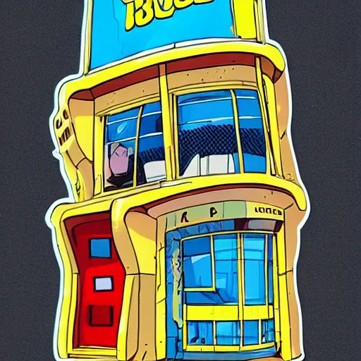 Image similar to blockbuster building in the style of a 90s cartoon