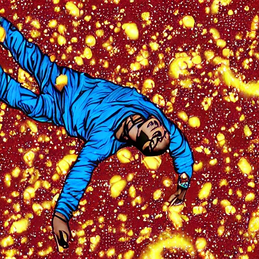 Prompt: kanye west floating in space, highly intricate, highly detailed