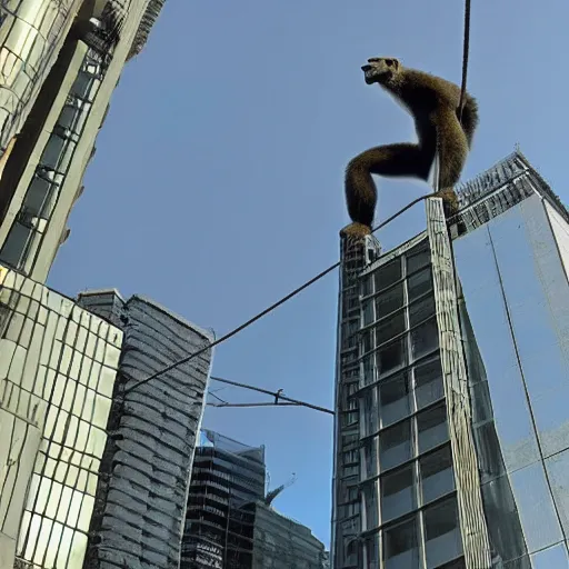 Image similar to photo of king kong climbing the c. n tower in toronto