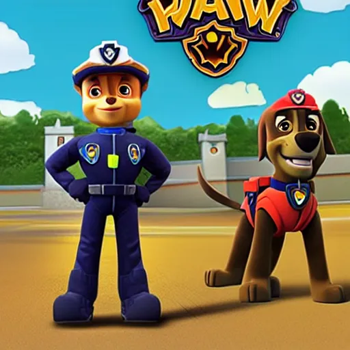 Image similar to “paw patrol chase as a human”