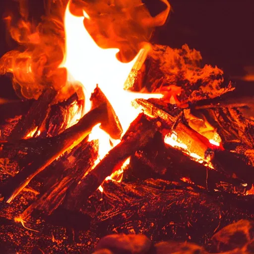 Image similar to A photo of a campfire with flames forming the shape of a woman