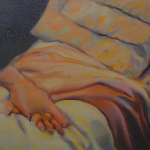 Image similar to i can't wake up, oil on canvas.