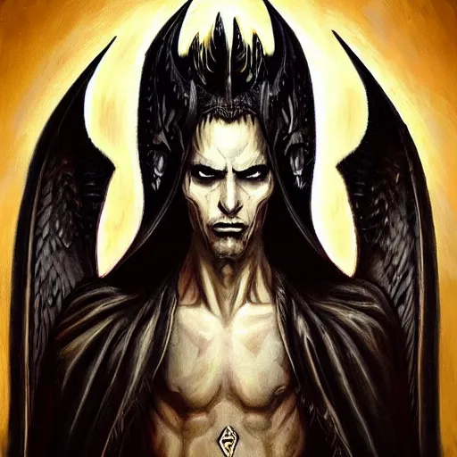 Image similar to “ lucifer the dark prince of hell, hyperrealistic, epic ”