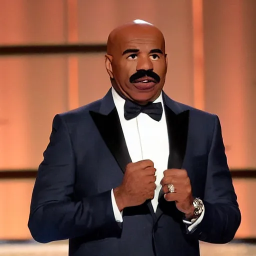 Image similar to Steve Harvey happily editing Wikipedia