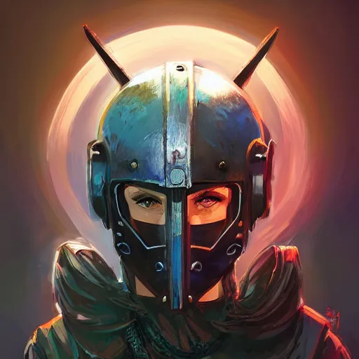 Image similar to cyberpunk viking helmet mask warrior goddess robot ninja fantasy, art gta 5 cover, official fanart behance hd artstation by jesper ejsing, by rhads, makoto shinkai and lois van baarle, ilya kuvshinov, ossdraws