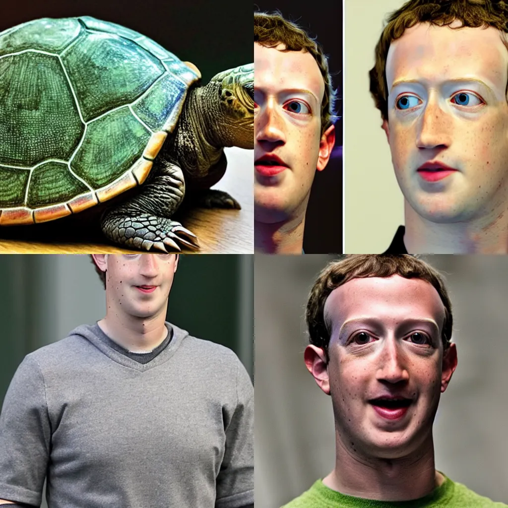 Prompt: A turtle Mark Zuckerberg hybrid