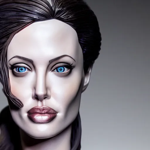 Prompt: animatronic Angelina Jolie, exposed wires, photo, Stan Winston studios, detailed, 4k