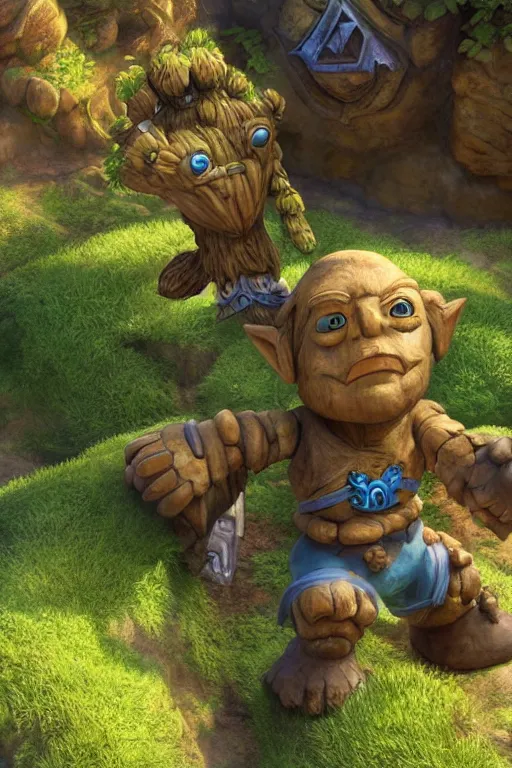 Prompt: zelda fantasy art golem troll wood rock, global illumination ray tracing hdr fanart arstation by sung choi and eric pfeiffer and gabriel garza and casper konefal