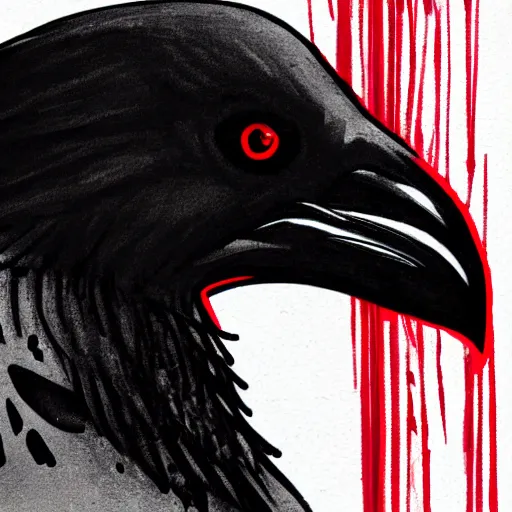 Prompt: illustration of a raven with red lines inspired by infamous second son bad karma, perfect