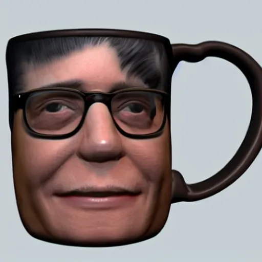 Image similar to a 3 d mug of an ugly mug on a mug, photorealistic,