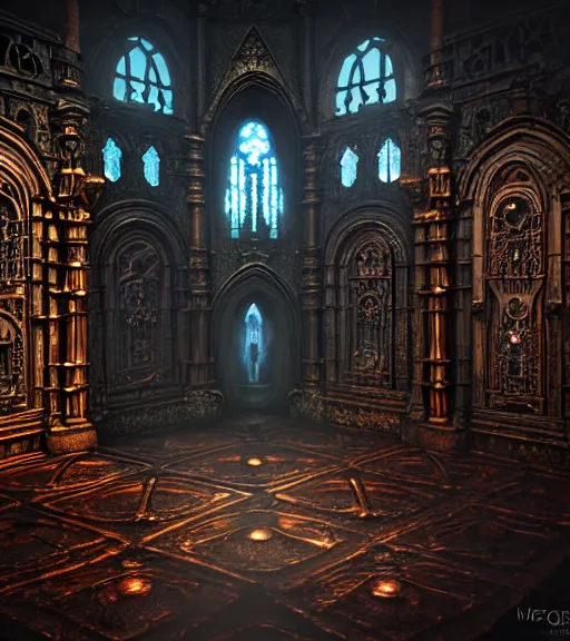 Image similar to steam necropolis, memento mori, gothic, neo - gothic, art nouveau, hyperdetailed copper patina medieval icon, stefan morrell, philippe druillet, ralph mcquarrie, concept art, steampunk, unreal engine, detailed intricate environment, octane render, moody atmospherics, volumetric lighting, ultrasharp, ominous, otherworldly