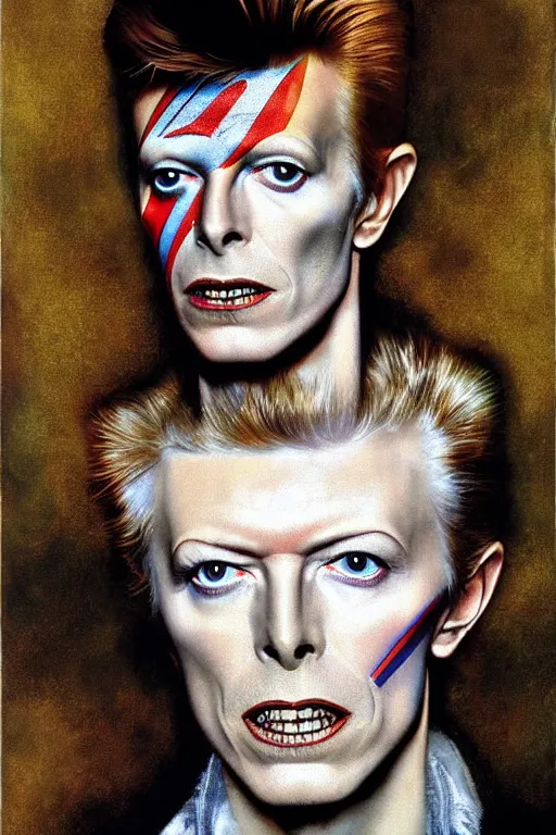 Image similar to david bowie painted by norman rockwell