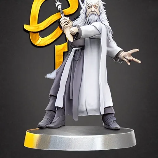 Image similar to gandalf, style of a super smash brothers trophy