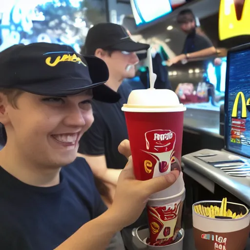 Image similar to g 2 caps working at mcdonalds