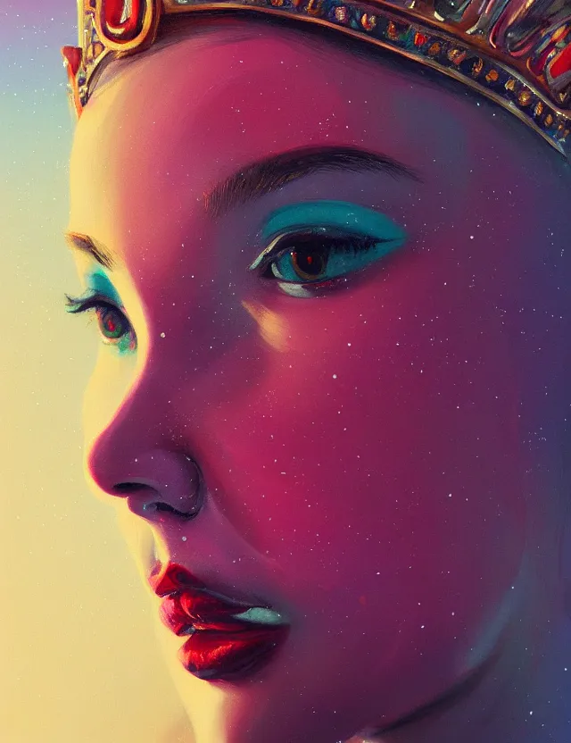 Prompt: blurred background. close-up portrait of a goddess in crown, by Alex Garant, Afarin Sajedi and Alena Aenami. unreal engine