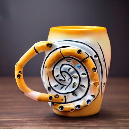 Image similar to a ceramic octopus sculpture mug, creative, beautiful, award winning design, functional, colorful