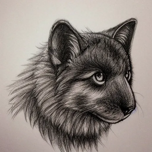 Image similar to a beautiful furry creature drawed with a pen