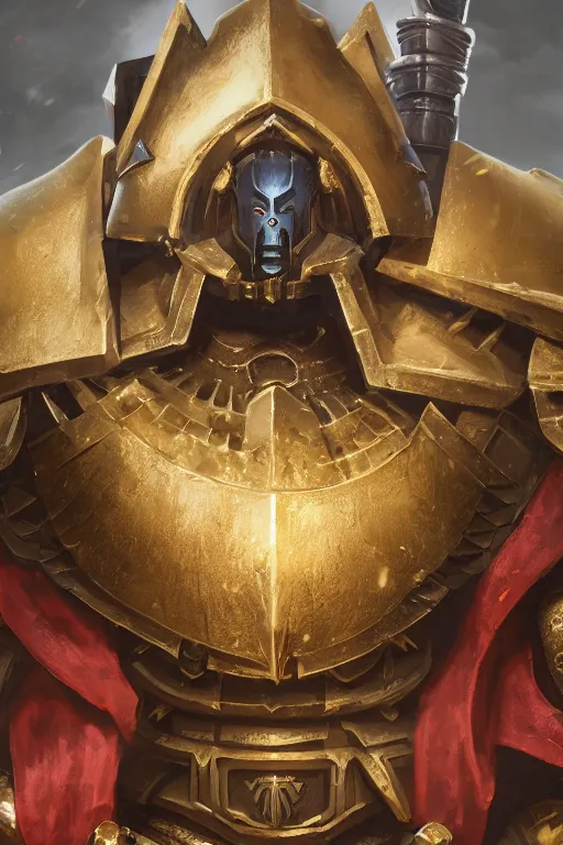 Image similar to armor portrait heros warhammer 4 0 k horus heresy fanart - the primarchs emperor by johannes helgeson animated with vfx concept artist & illustrator global illumination ray tracing hdr fanart arstation zbrush central hardmesh 8 k octane renderer comics stylized