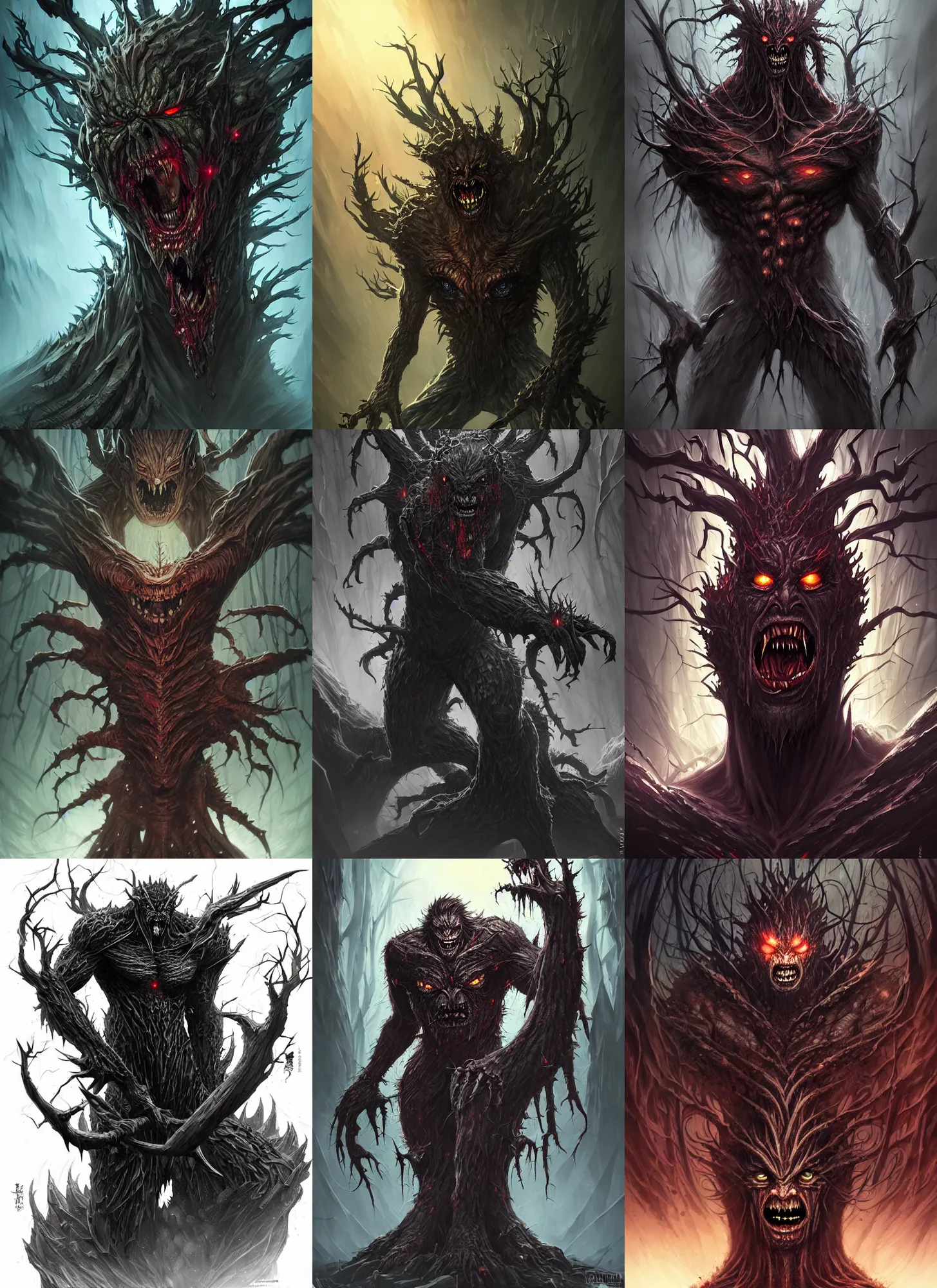 Prompt: picture of a demonic tree monster, vengeful, evil, angry, damaged dark fantasy, extremely detailed, sharp focus, smooth, digital illustration, by rossdraws, frank franzzeta, sakimichan