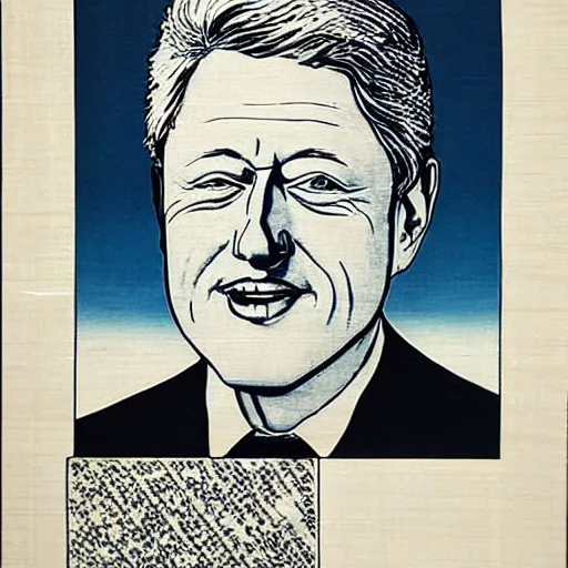 Prompt: ukiyo-e portrait of President Bill Clinton