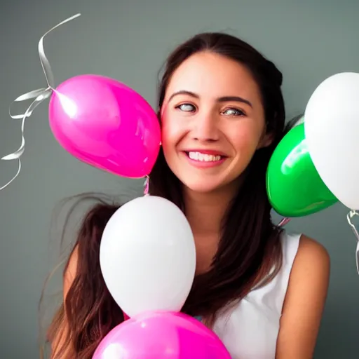 Prompt: birthday balloons with a realistic smiling face