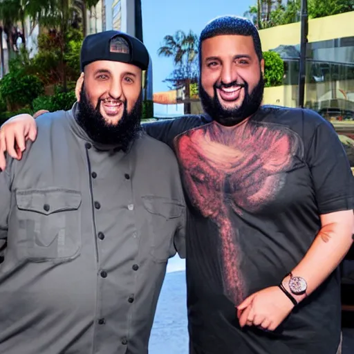 Image similar to ethan klein from the h 3 podcast and dj khaled on an episode of hell's kitchen