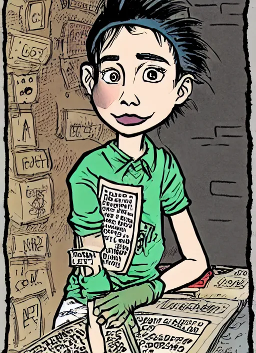 Prompt: a portrait of a pretty sewer punk young lady by alison bechdel