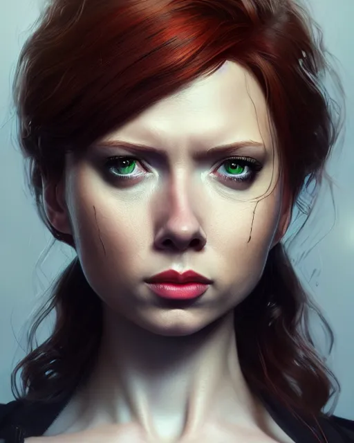 Image similar to Natasha Nice as black widow, au naturel, hyper detailed, digital art, trending in artstation, cinematic lighting, studio quality, smooth render, unreal engine 5 rendered, octane rendered, art style by klimt and nixeu and ian sprigger and wlop and krenz cushart